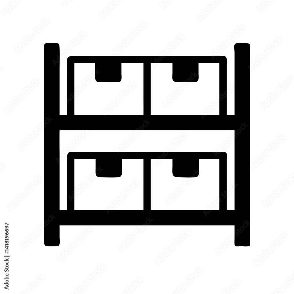 Warehouse Shelves Filled with Boxes Icon Design Warehouse Shelves Filled with Boxes Icon Design