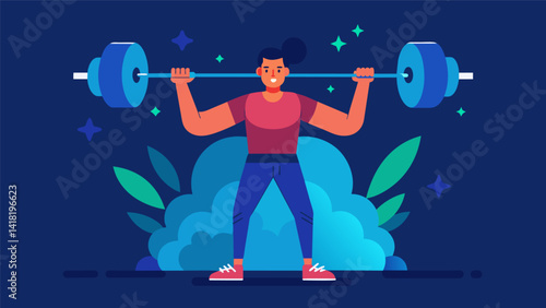 As they increase the difficulty level the lifter can see their virtual muscles become more defined and toned.. Vector illustration
