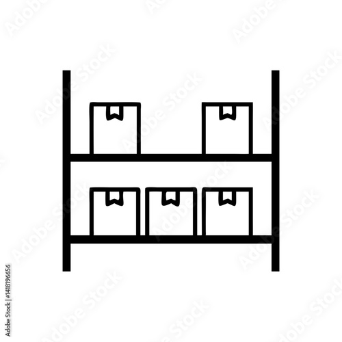 Warehouse Shelves Filled with Boxes Icon Design