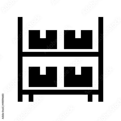 Warehouse Shelves Filled with Boxes Icon Design