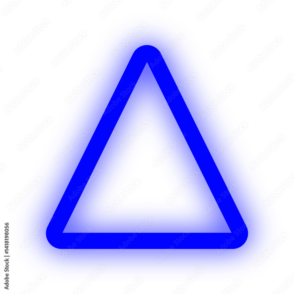 Blue glowing triangle symbol on a white background, representing warning or caution. Blue glowing triangle symbol on a white background, representing warning or caution.