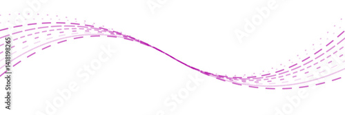 A wavy line design with varying shades of pink, featuring both solid and dashed segments, creating a flowing visual effect.
