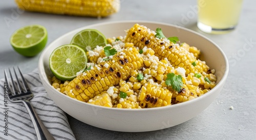 Grilled Corn and Cotija Salad with Lime - A vibrant summer salad featuring grilled corn, crumbled cotija cheese, fresh lime juice, and cilantro. The flavors are bright, zesty, and satisfying