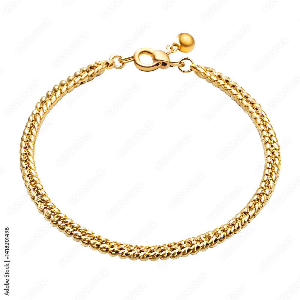 A golden bracelet jewelry close up view isolated on transparent background A golden bracelet jewelry close up view isolated on transparent background