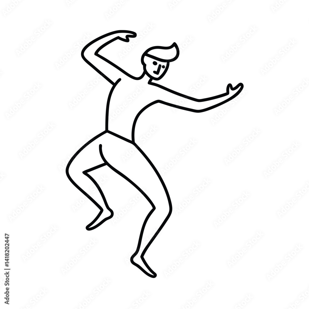 Minimalistic Vector Art Of A Dancing Man With Outline Style For Creative And Playful Design
