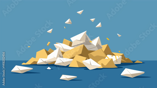 A pile of cled letters tered on the floor representing discarded attempts at communicating with the future.. Vector illustration