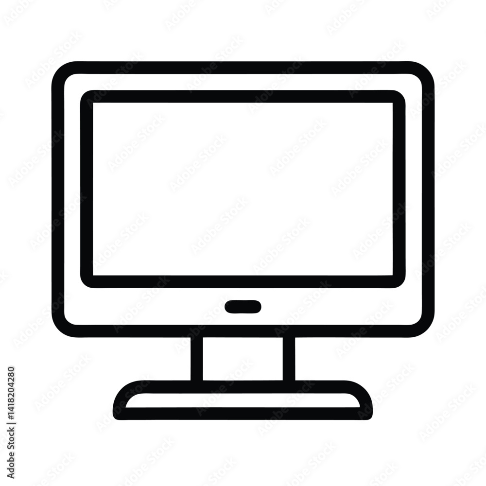 Monitor Outline on White Background Monitor Outline on White Background