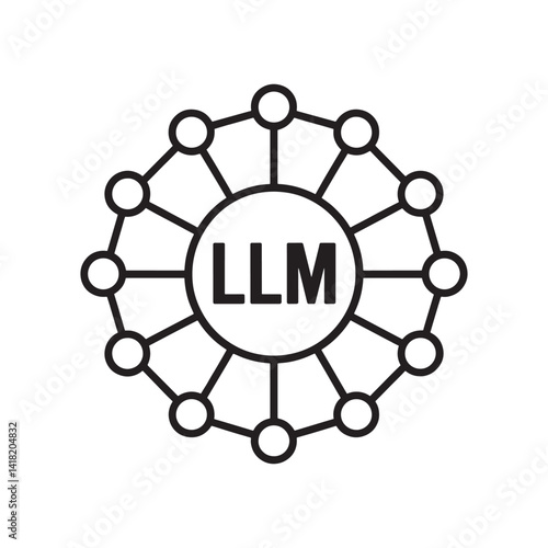Diagram of a Large Language Model Showing Central LLM Node Connected to Multiple Smaller Components in a Network Representation Illustrating System Interactions and Structural Framework 