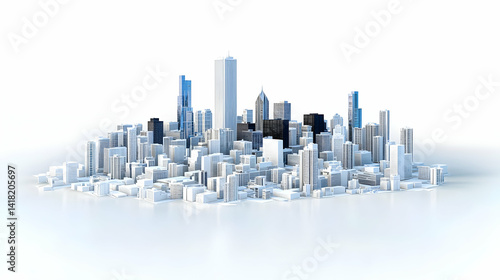 Digital Illustration Of Modern Cityscape With White Background