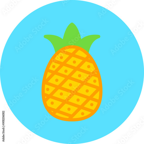 Pineapple single vector icon illustration