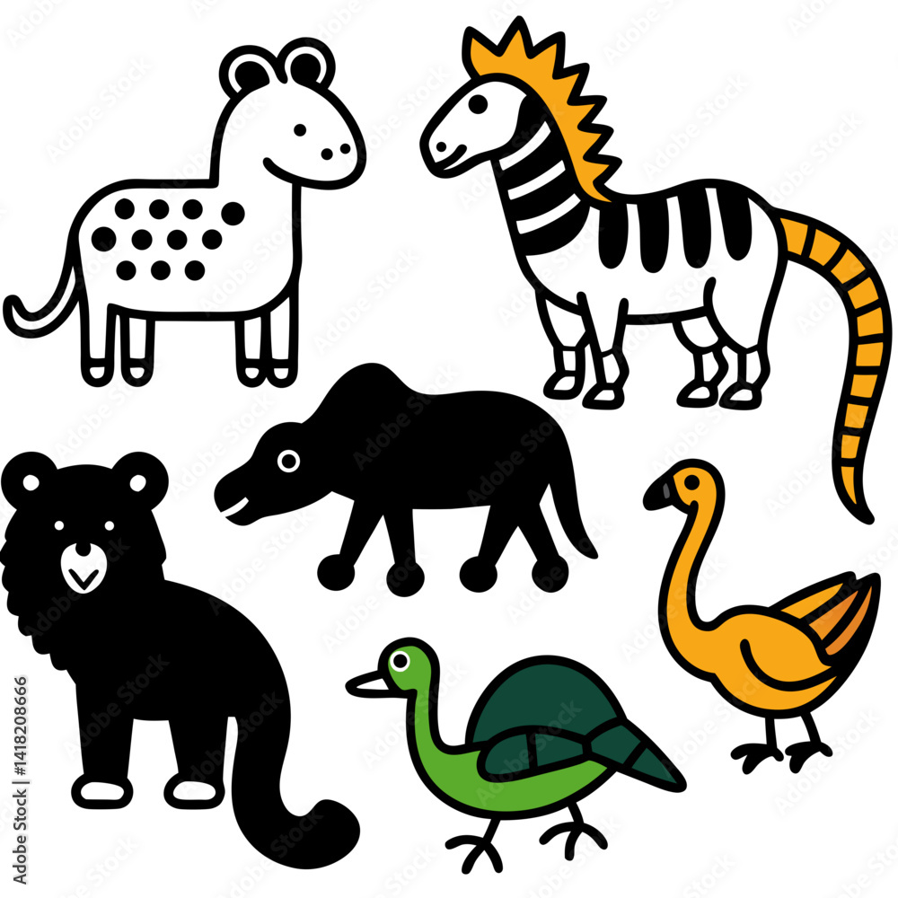 Fototapeta premium set of cartoon animals vector
