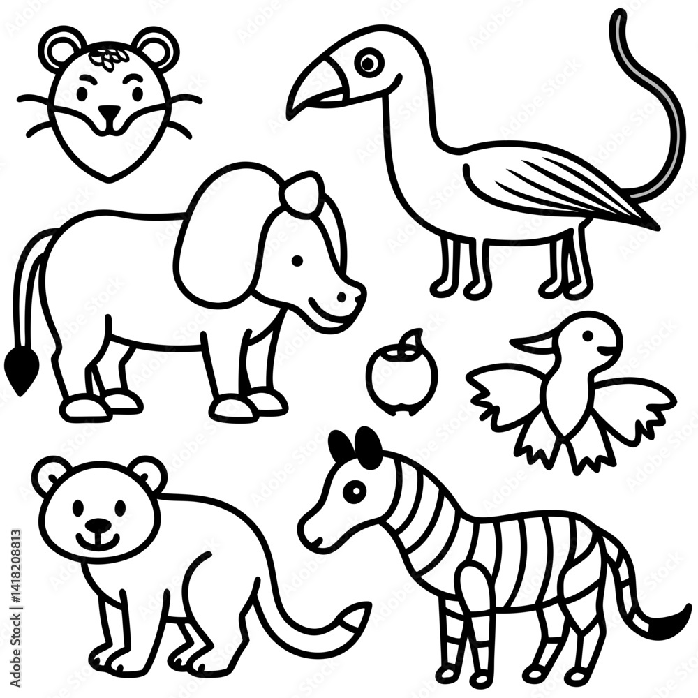 set of cartoon animals vector set of cartoon animals vector