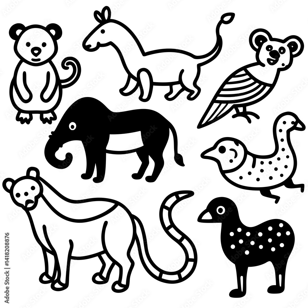 set of cartoon animals vector set of cartoon animals vector
