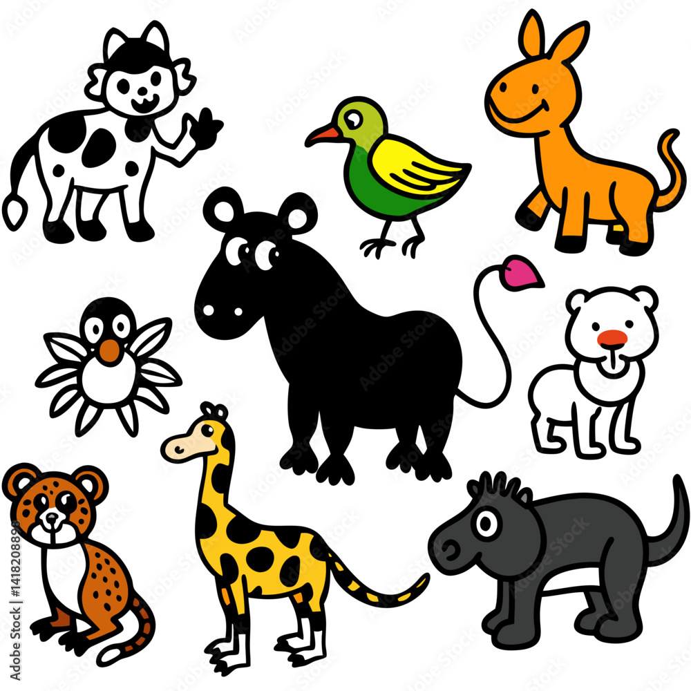 Fototapeta premium set of cartoon animals vector
