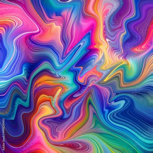 Color Mixing, Modern Liquid Texture, Colorful Fluid Design.Relaxing abstract illustration with colorful multicoloured swirling marble seamless pattern.