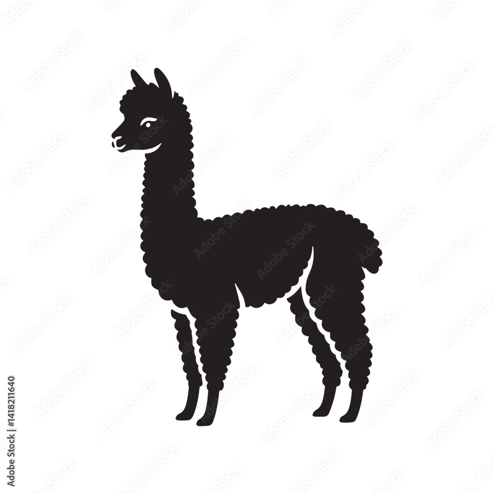 Fototapeta premium Whispers of the Andes: A Charming Collection of Alpaca Vector Silhouettes Capturing the Soft Elegance, Unique Shape, and Gentle Spirit of This Beloved South American Animal