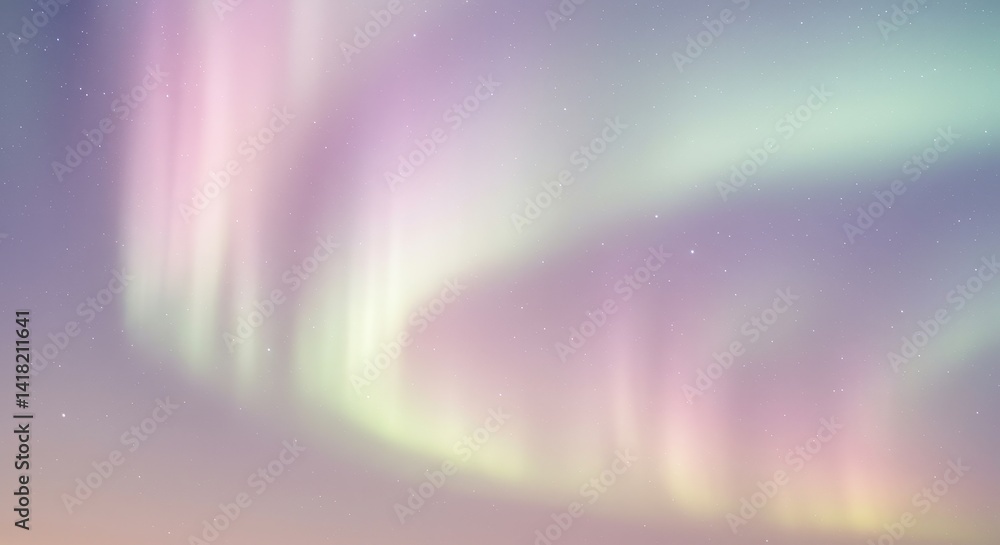 Serene Aurora Lightscape - Tranquil aurora borealis, soft pastel hues, celestial glow, dreamy atmosphere, peaceful night sky. Symbolizes serenity, magic, wonder, tranquility, and hope