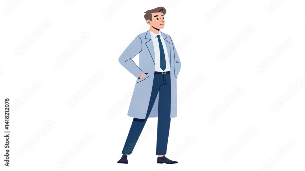 corporate character wearing coat pants on white background PNG. AI GENERATED corporate character wearing coat pants on white background PNG. AI GENERATED