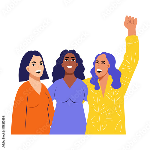 Women laughing together, a flat style illustration