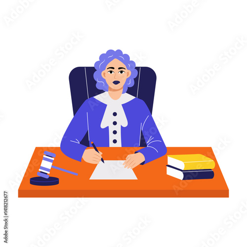 A flat style illustration of a female judge