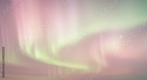 Obraz na płótnie Serene Northern Lights Display - A breathtaking view of the aurora borealis, showcasing soft pastel hues of pink and green across the night sky w salonie