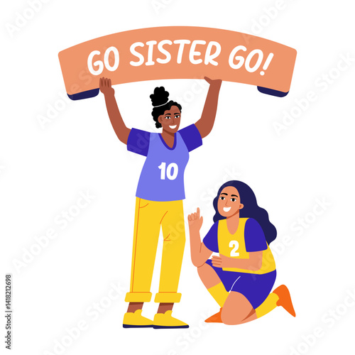 A flat style illustration of supporting women