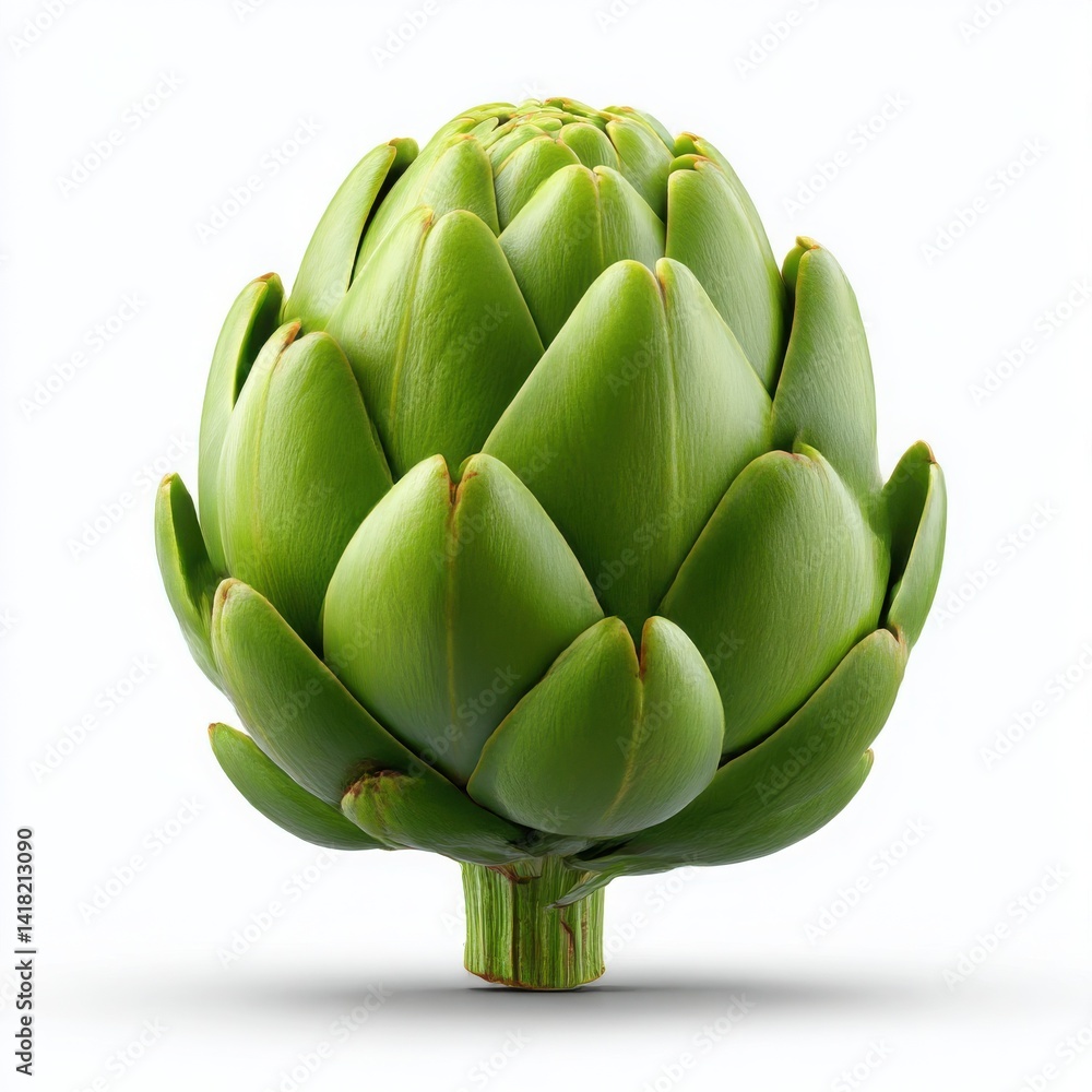 Fototapeta premium Green artichoke vegetable close up isolated on white background