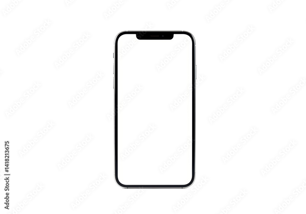 Isolated Frameless Smartphone Front View Blank Screen Isolated Frameless Smartphone Front View Blank Screen