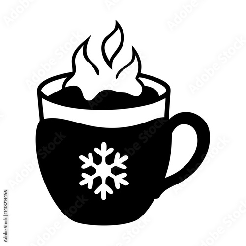 hot chocolate mug icon, hot chocolate mug silhouette vector illustration-simple silhouette illustration of hot chocolate mug, perfect for hot chocolate mug logos and icons