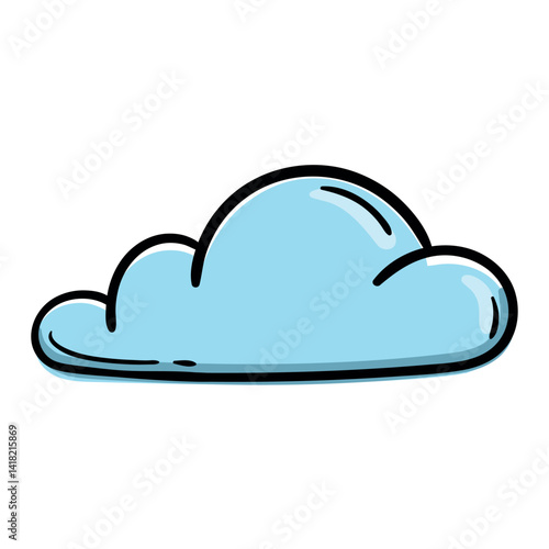 Cloud. Weather forecast icon. Vector illustration for print, sticker, app. Hand drawn sign, symbol isolated on white background