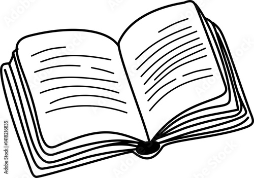 Journal and book outline, line art