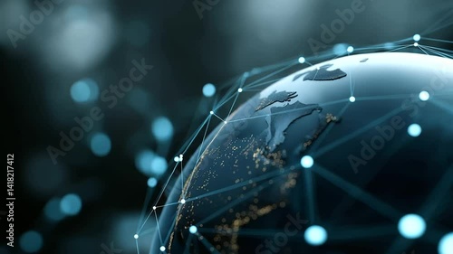 3_Futuristic blue circuit globe with AI nodes and wireless connections