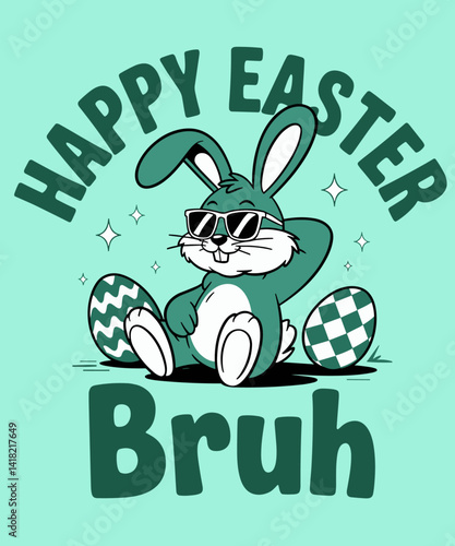 Happy Easter Bruh Funny Dabbing Bunny Retro