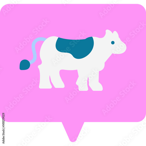 Cow single vector icon illustration