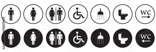 Set of restroom, toilet icon collection. Male and female restroom. Vector Illustration. Design eps 10 