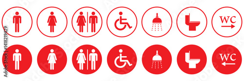 Set of restroom, toilet icon collection. Male and female restroom. Vector Illustration. EPS 10 