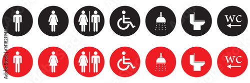 Toilet vector icon. WC sign. Female or male restroom. WC door plate symbol illustration. Design EPS 10 