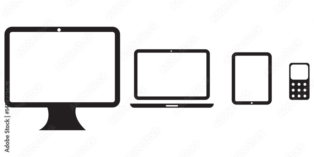 Set technology devices icon: tv, computer, laptop, tablet, smartphone. watch EPS 10 Set technology devices icon: tv, computer, laptop, tablet, smartphone. watch EPS 10