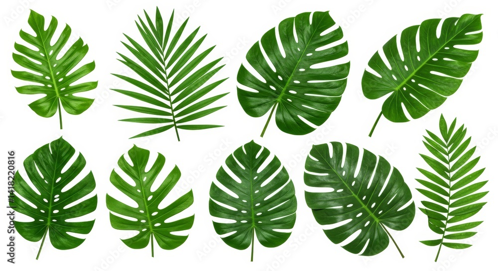Tropical Green Leaves Collection - High-resolution of various tropical green leaves isolated on white background, ideal for design and decoration Tropical Green Leaves Collection - High-resolution of various tropical green leaves isolated on white background, ideal for design and decoration