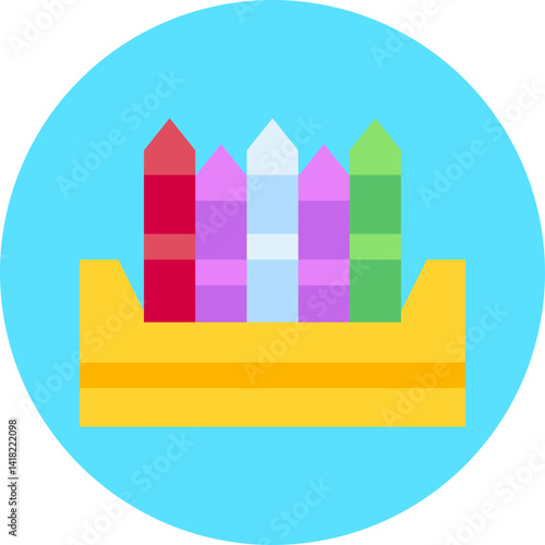 Crayon single icon vector illustration