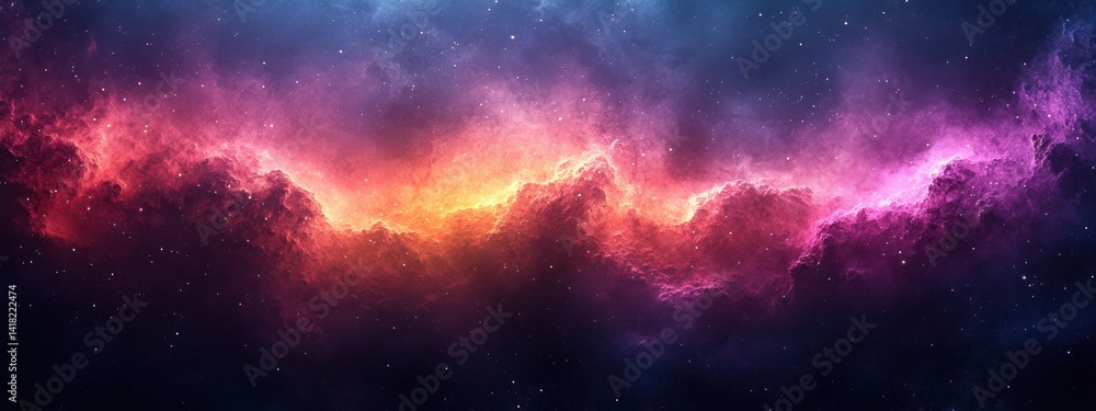 Naklejka premium Colorful abstract nebula cloudscape with dark background and vibrant hues.