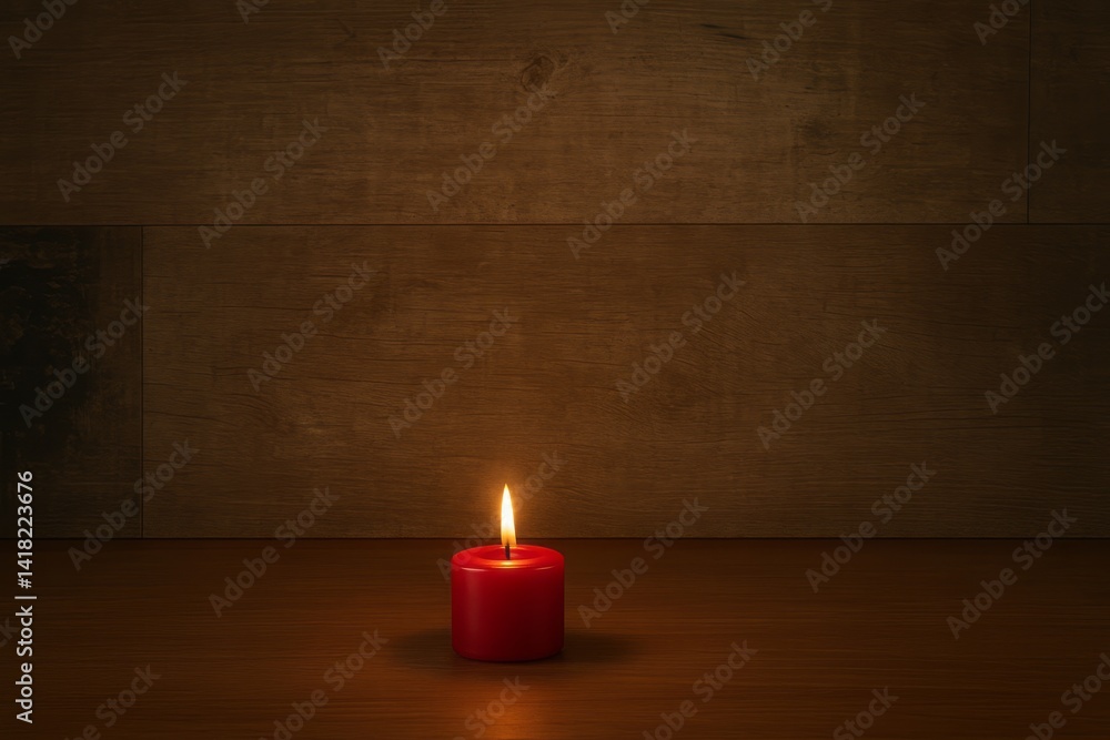 burning candle on a wooden background