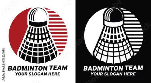 Dynamic shuttlecock and racket logo for badminton teams representing powerful smashes and precision court play