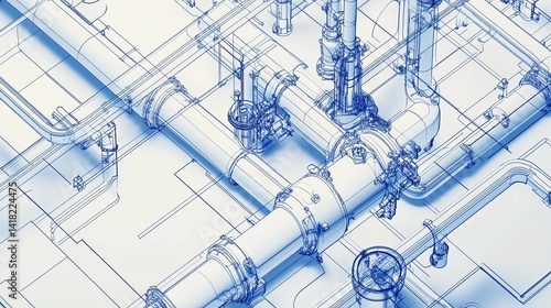 Industrial Piping System Blueprint Engineering Design