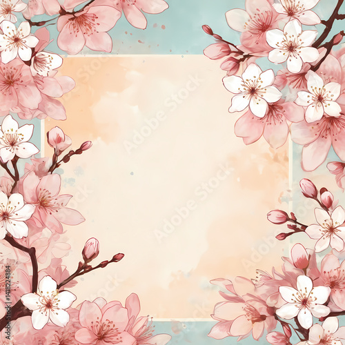 Delicate cherry blossoms bloom vibrantly against a soft pastel background, creating a serene and inviting atmosphere ideal for spring celebrations or artistic creations Generative AI