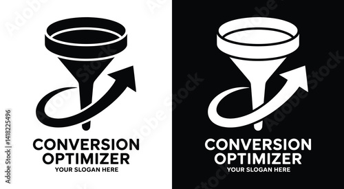 High-impact funnel and arrow logo for conversion rate experts representing sales growth and data-driven marketing optimization