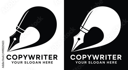 Professional pen and speech bubble logo for copywriters representing compelling messaging and conversion-focused writing