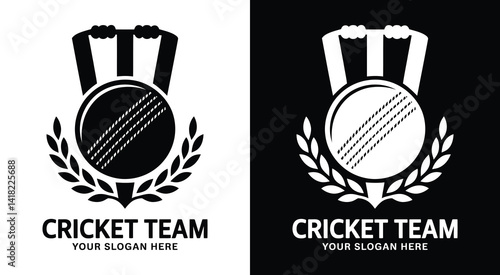 Powerful cricket bat emblem logo perfect for team branding fan gear and sports clubs bold design for players and supporters