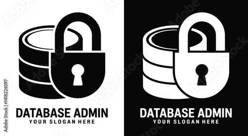 Secure cylinder lock logo for database administrators and IT security professionals symbolizing data protection and access control