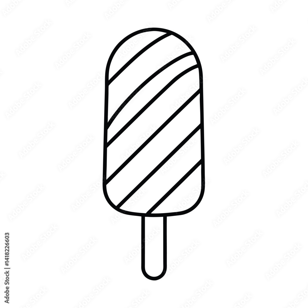 Popsicle Icon Minimalist Line Art Style Sweet Frozen Treat Black And White Illustration Simple Design Element Isolated Popsicle Icon Minimalist Line Art Style Sweet Frozen Treat Black And White Illustration Simple Design Element Isolated
